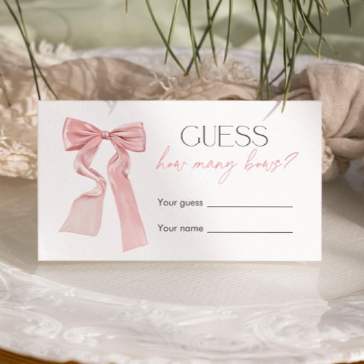 ピンクボウ赤ちゃんシャワーゲーム数を推測 エンクロージャーカード