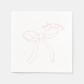 ピンクボウ赤ちゃんシャワーナプキンズ、ガールバースデーパーティー スタンダードカクテルナプキン (正面)