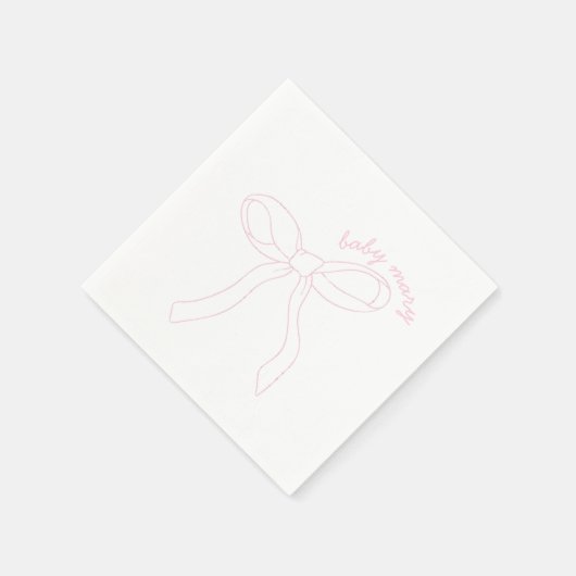 ピンクボウ赤ちゃんシャワーナプキンズ、ガールバースデーパーティー スタンダードカクテルナプキン (角)