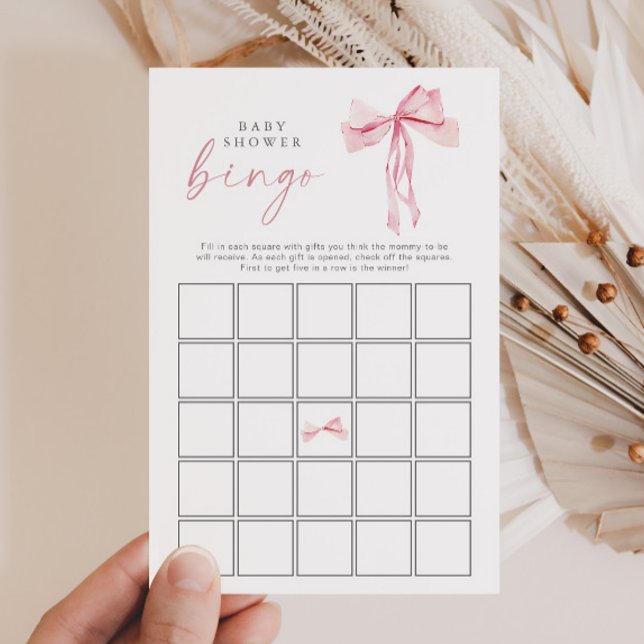 ピンクボウ赤ちゃんシャワービンゴ赤面リボンガールゲーム (クリエイターアップロード済み)