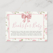 ピンクボウ赤ちゃんシャワーブックリクエストカード エンクロージャーカード (正面)
