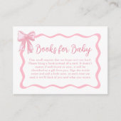 ピンクボウ赤ちゃんシャワーブックリクエスト エンクロージャーカード (正面)