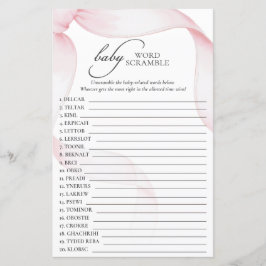 ピンクボウ赤ちゃんシャワーワードスクランブルゲーム
