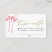 ピンクボウ赤ちゃんシャワー女の子おむつラッフル エンクロージャーカード (正面)