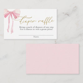ピンクボウ赤ちゃんシャワー女の子おむつラッフル エンクロージャーカード