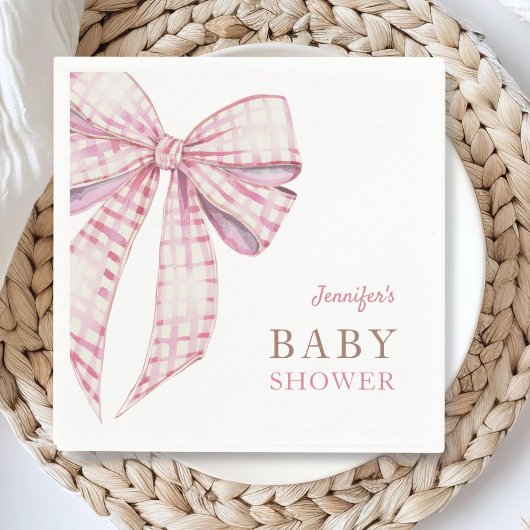 ピンクボウ赤ちゃんシャワー女の子の水色 スタンダードカクテルナプキン
