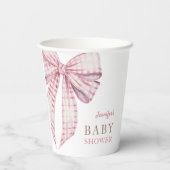 ピンクボウ赤ちゃんシャワー女の子の水色 紙コップ (裏面)