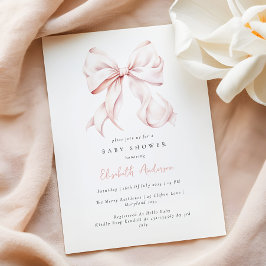 ピンクボウ赤ちゃんシャワー招待状 – スペルチェック 招待状