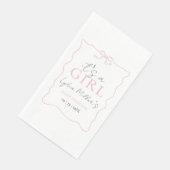 ピンクボウ赤ちゃんシャワー招待状、女の子ベビーシャワー (コーナー)