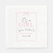 ピンクボウ赤ちゃんシャワー招待状、女の子ベビーシャワー スタンダードランチョンナプキン (正面)