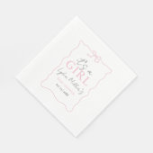 ピンクボウ赤ちゃんシャワー招待状、女の子ベビーシャワー スタンダードランチョンナプキン (角)