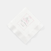 ピンクボウ赤ちゃんシャワー招待状、女の子ベビーシャワー 縁ありカクテルナプキン (角)