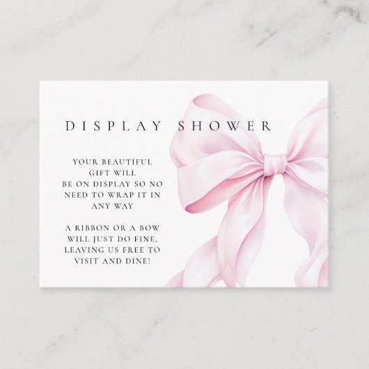 ピンクボウ赤ちゃんシャワー表示シャワー囲いカード エンクロージャーカード (正面)