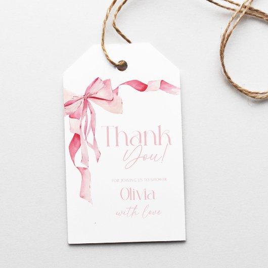 ピンクボウ赤ちゃんシャワー赤ちゃんシャワー女の子よ。 ギフトタグ