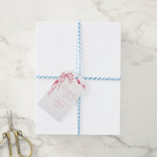 ピンクボウ赤ちゃんシャワー赤ちゃんシャワー女の子よ。 ギフトタグ