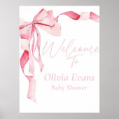 ピンクボウ赤ちゃんシャワー赤ちゃんシャワー女の子よ。 ポスター (正面)