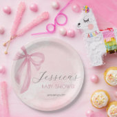 ピンクボウ赤ちゃんシャワー赤面ピンクウォーター色 ペーパープレート (パーティー)