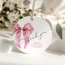 ピンクボウ赤ちゃんシャワーBowhealyありがとう フェイバータグ