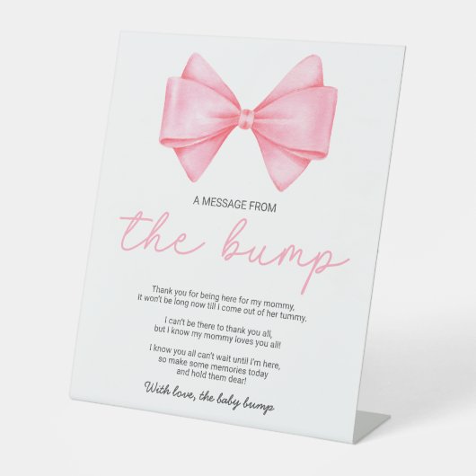 ピンクボウ赤ちゃんバンプからのメッセージをシャワー 台座サイン (正面)
