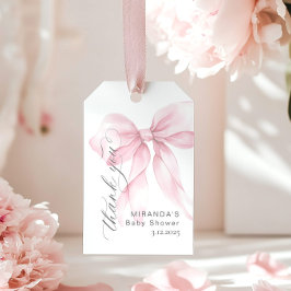 ピンクボウ赤ちゃん女の子シャワー感謝 ギフトタグ