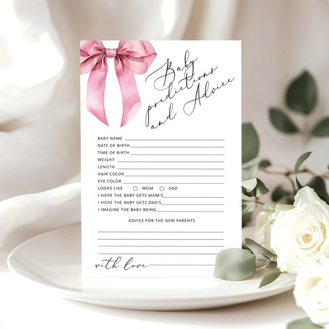 ピンクボウ赤ちゃん女の子予測とアドバイスカード (クリエイターアップロード済み)