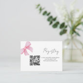 ピンクボウ赤面リボン登録ブライダルシャワー エンクロージャーカード (スタンド正面)