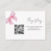 ピンクボウ赤面リボン登録ブライダルシャワー エンクロージャーカード (正面)