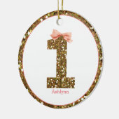 ピンクボウ金ゴールドグリッター1日 セラミックオーナメント (左)