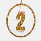 ピンクボウ金ゴールドグリッター2歳 セラミックオーナメント (左)