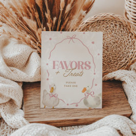 ピンクボウ間抜けグースコケットの好意&トリートサイン ポスター