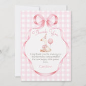 ピンクボウ間抜けグース1歳の誕生日サンキューカード サンキューカード (正面)