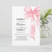 ピンクボウ1回目の誕生日、エレガント1回目のピンクリボン 招待状 (スタンド正面)