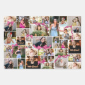ピンクボウ12フォトコラージュ卒業パターン ラッピングペーパーシート (正面)
