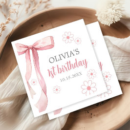 ピンクボウ1stバースデーガール スタンダードカクテルナプキン