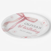 ピンクボウ1stバースデーガール ペーパープレート (アングル)