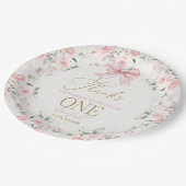 ピンクボウ1stバースデーガール ペーパープレート (アングル)