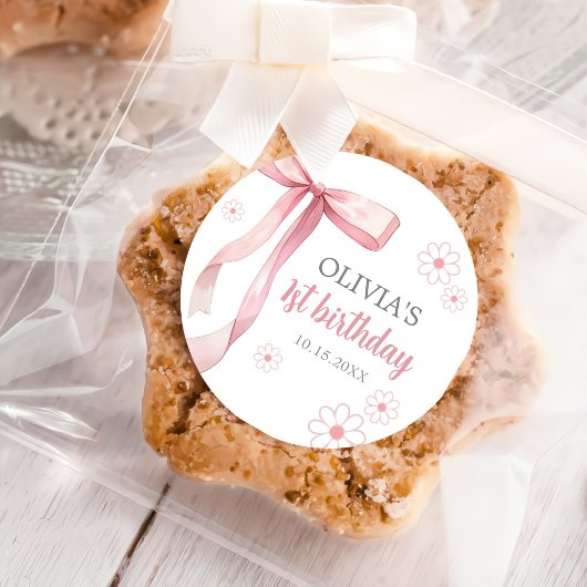 ピンクボウ1stバースデーガール ラウンドシール