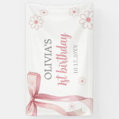 ピンクボウ1stバースデーガール 横断幕 (縦)