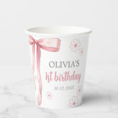 ピンクボウ1stバースデーガール 紙コップ (正面)