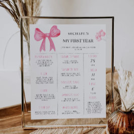 ピンクボウ1stバースデーマイルストーンボード ポスター