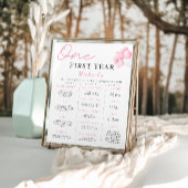 ピンクボウ1stバースデーマイルストーンボード ポスター