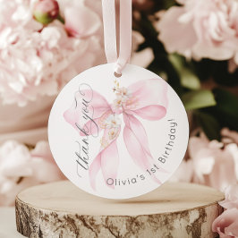 ピンクボウ1st girl誕生日オンダーフルサンキュー フェイバータグ