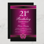 ピンクボウ21歳のパーティー 招待状 (正面/裏面)