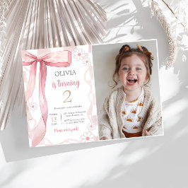 ピンクボウ2ndバースデーガールフォト 招待状