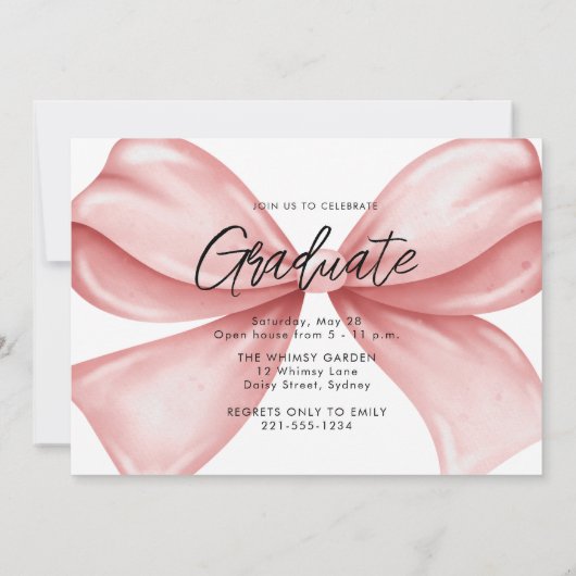 ピンクボウ3写真卒業2025 招待状 (裏面)