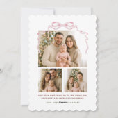 ピンクボウ4枚フォトクリスマス シーズンカード (裏面)