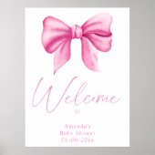 ピンクボウ – ウェルカムベビーシャワーパーティー ポスター (正面)