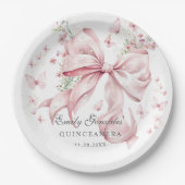 ピンクボウ&エレガントパールコケットキンセアニラ ペーパープレート (正面)