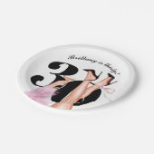 ピンクボウ&カクテルコケモダンット30歳の誕生日 ペーパープレート (アングル)