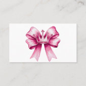 ピンクボウ&クラウンベビーシャワーおむつラッフル 名刺 (裏面)